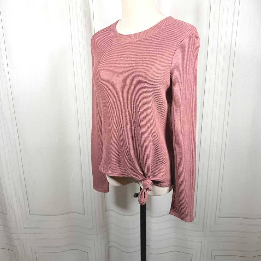 Madewell Texture & Thread Side-Knot Ribbed Top in Frosty Mauve - Size S NWT